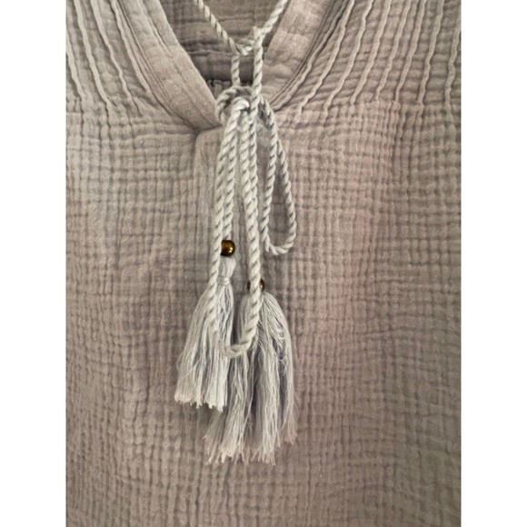 Organic Cotton Gauze Light Blue Blouse with Tie Detail - Picture 4 of 7